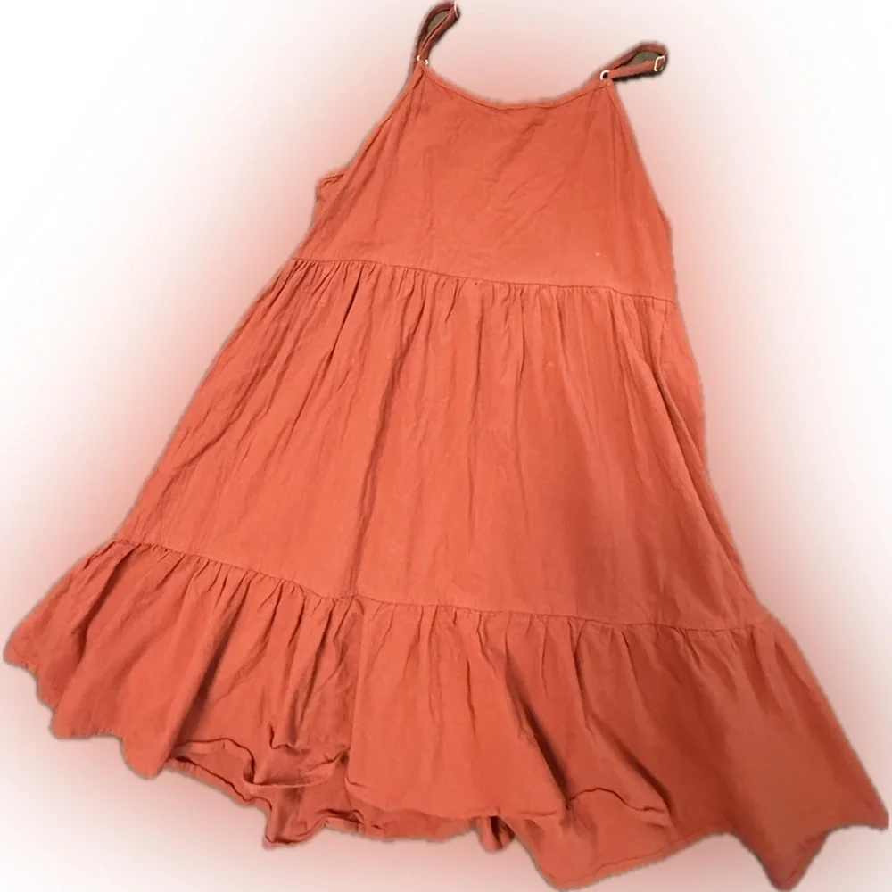 Coral Sleeveless Tiered Dress